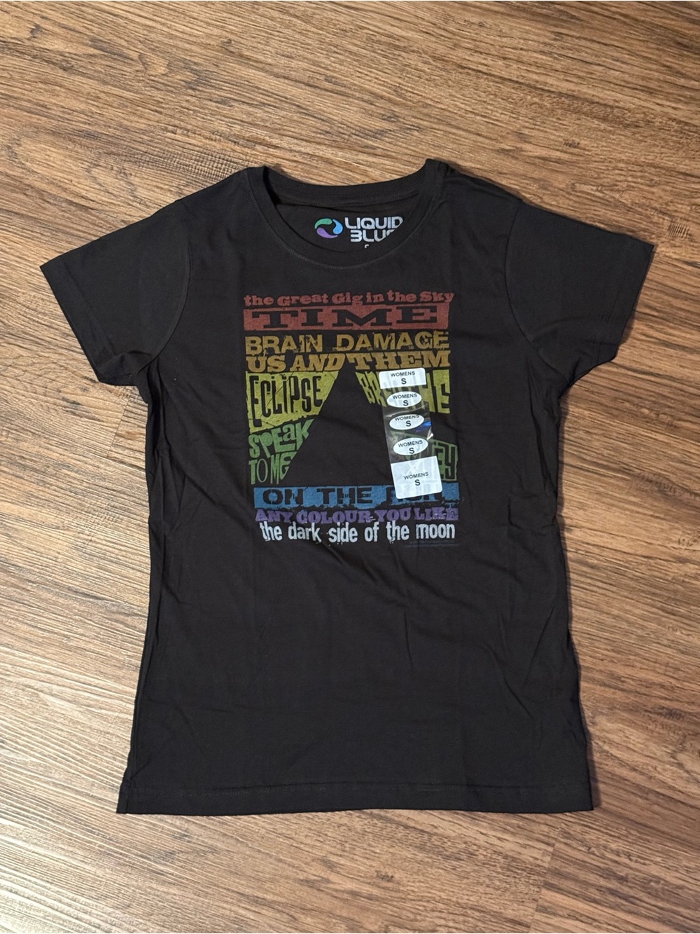 Pink Floyd x Liquid Blue Women’s Black Dark Side of the Moon Graphic Tee Size S